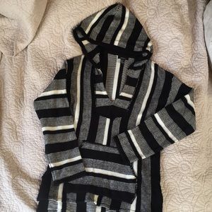 Baja hoodie sweater cute black and white stripes